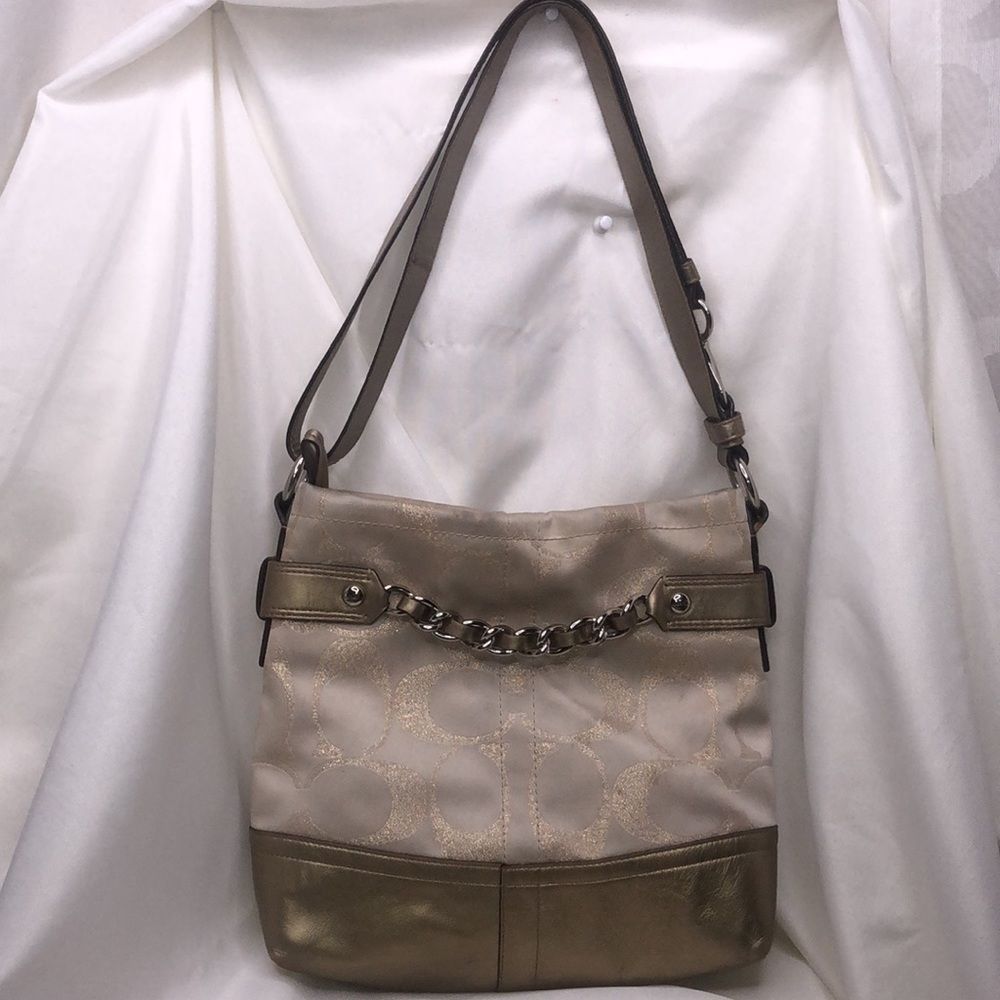 Coach Gold-on-beige Shoulder bag